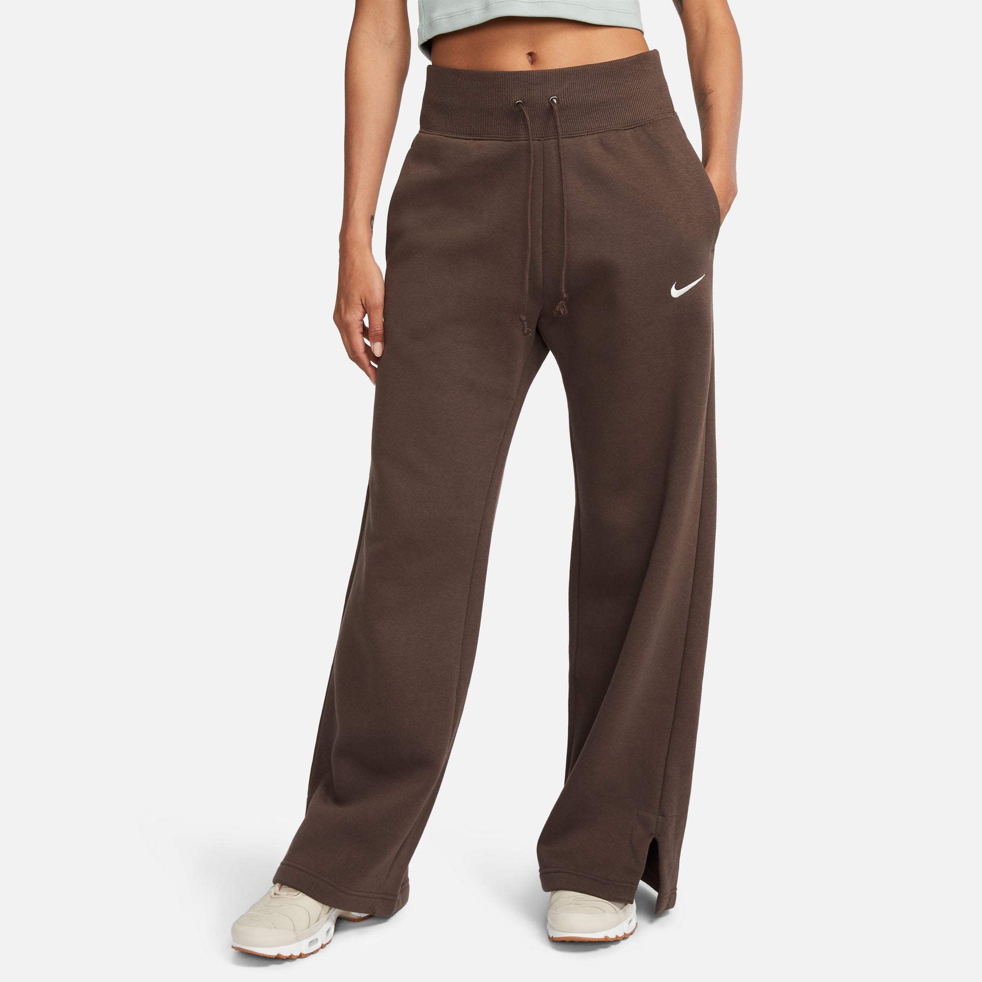 Vintage Nike Fleece Sweatpants Womens Size Medium Brown High Waist 2000s  Y2K