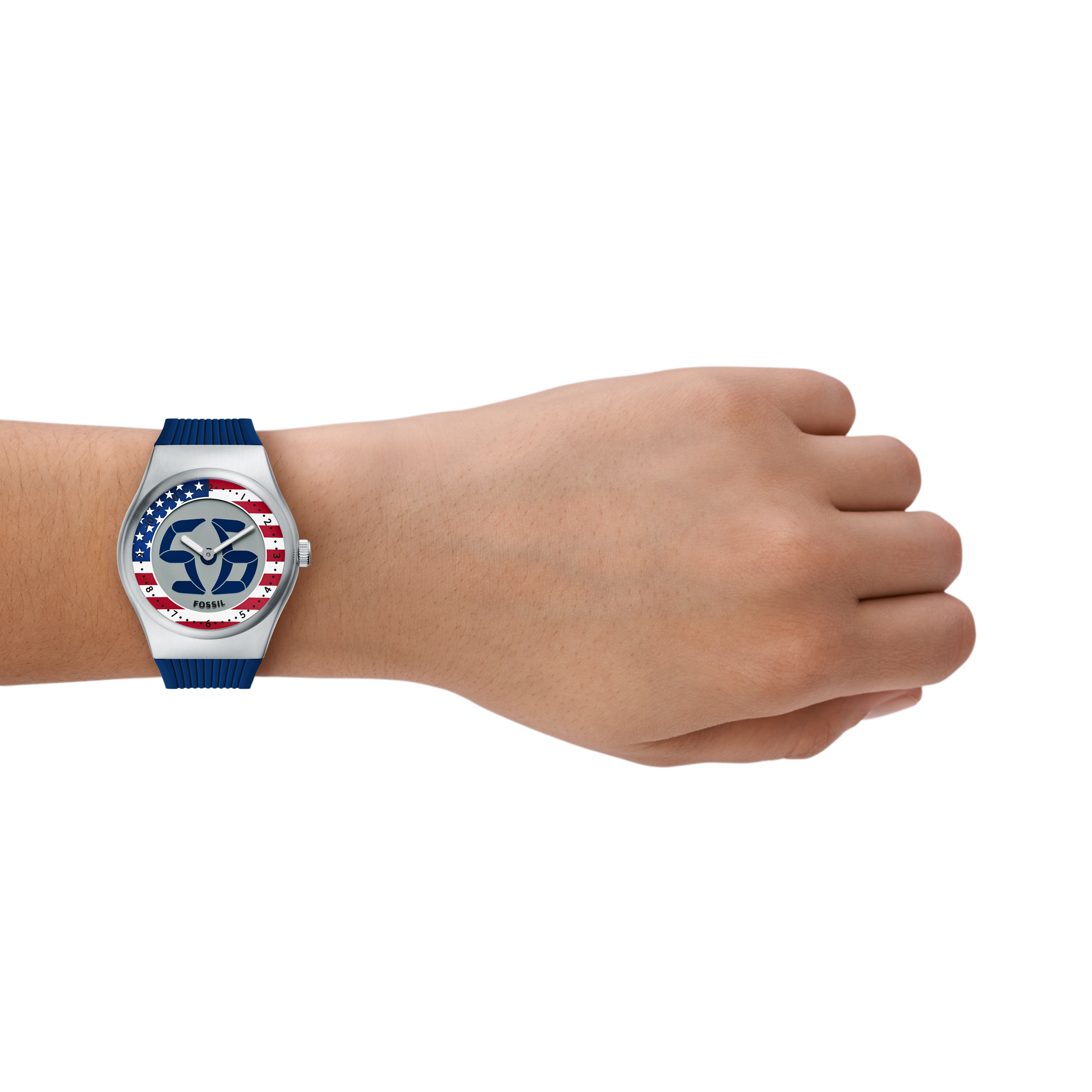 Fossil World Flags Big Tic USA Watch
