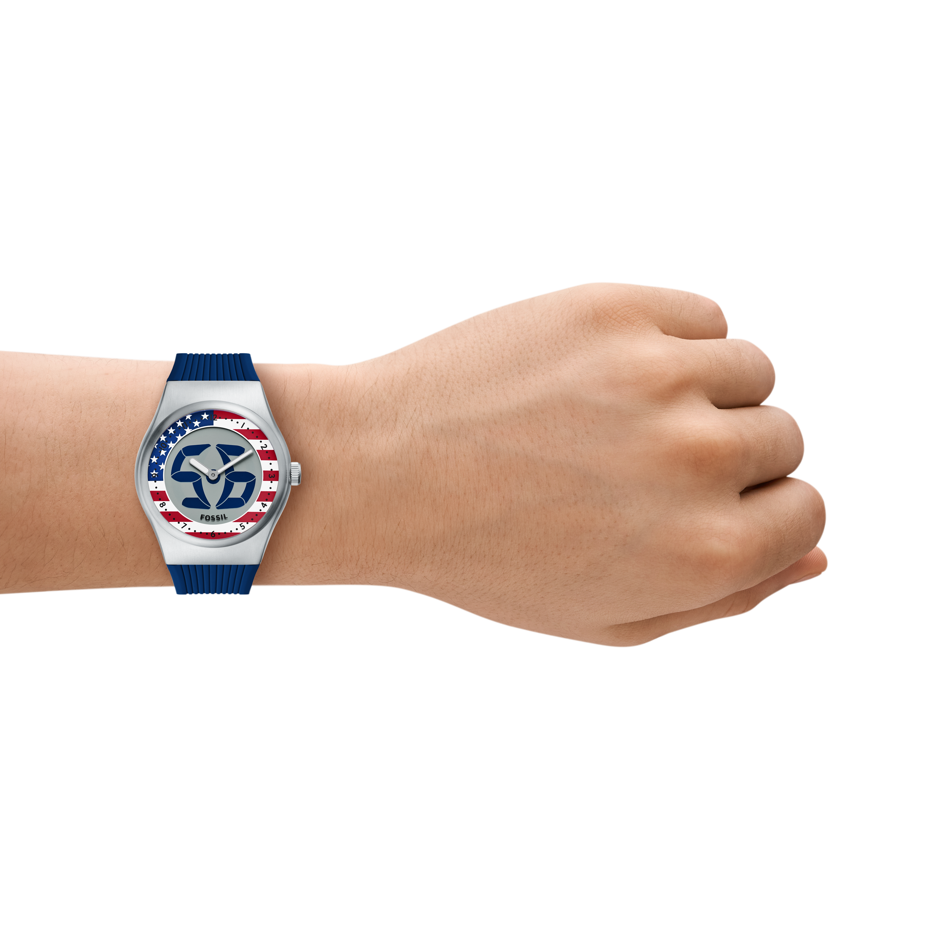 Fossil World Flags Big Tic USA Watch