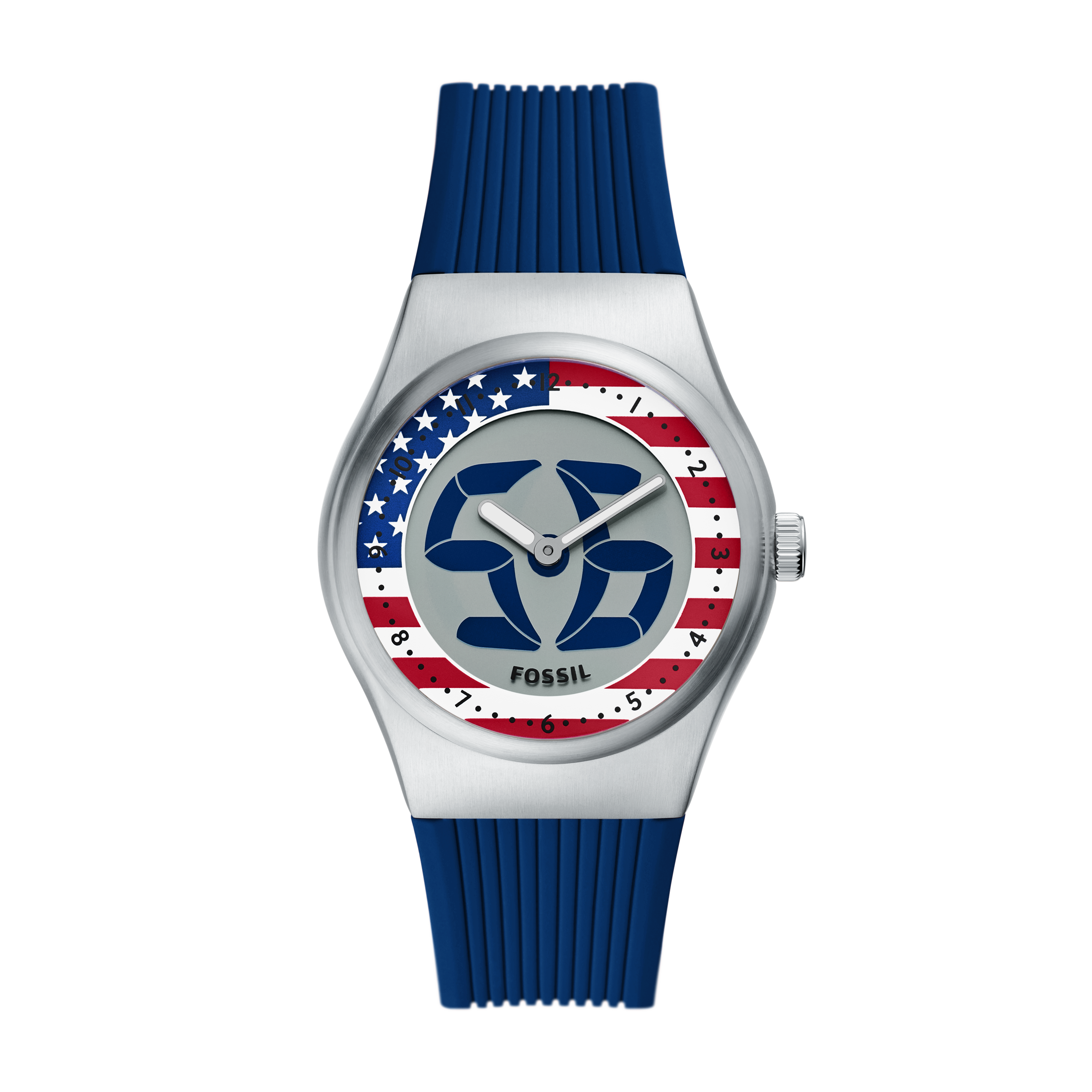 Fossil World Flags Big Tic USA Watch