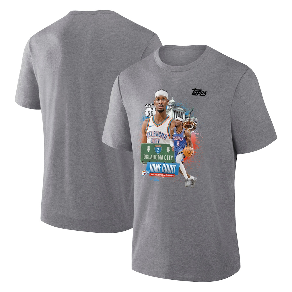 Oklahoma City Thunder Shai Gilgeous-Alexander (SGA) Gray Topps NBA Home Court Tri-Blend T-Shirt