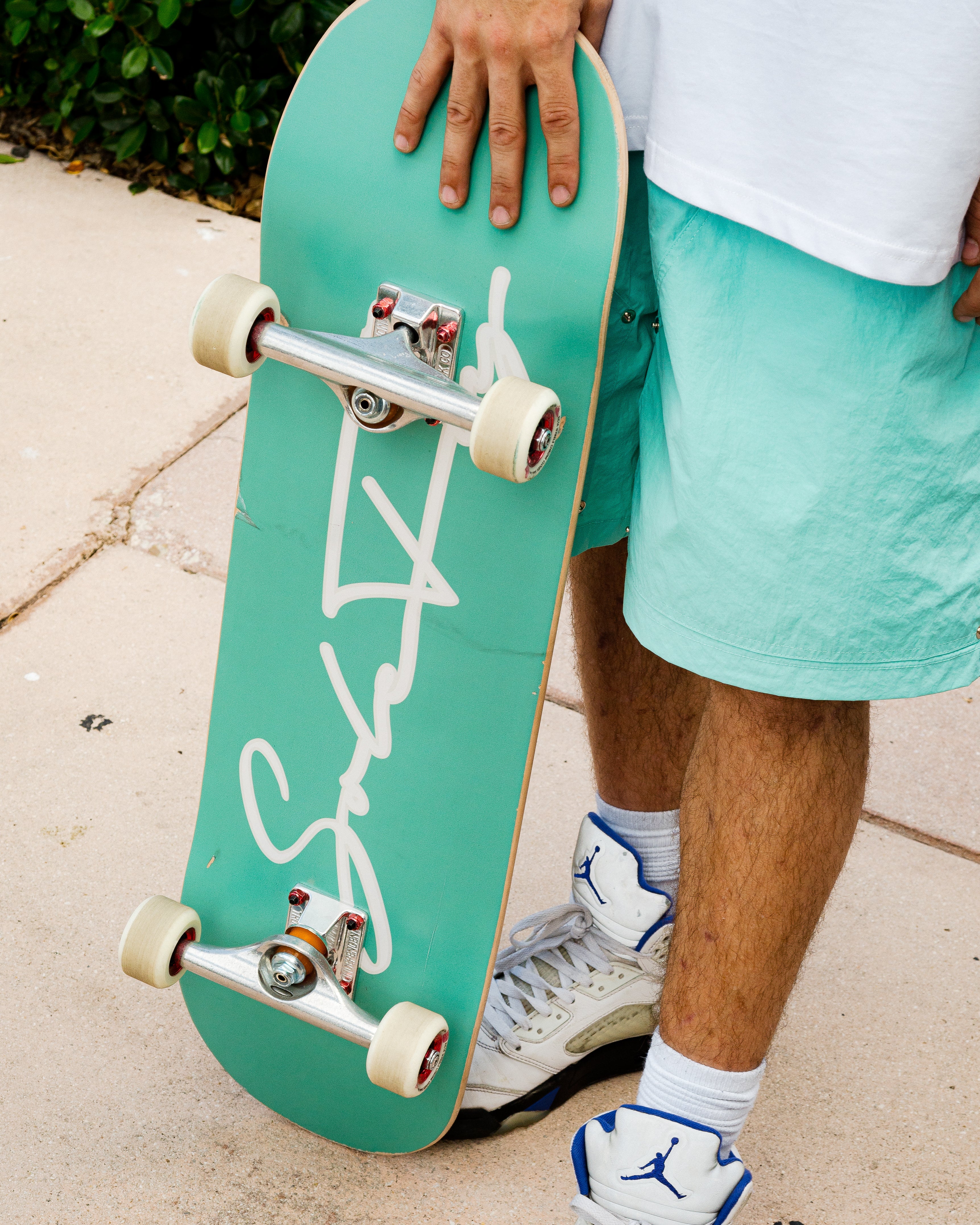 8.50" SoleFly Teal Script Logo Skateboard Deck