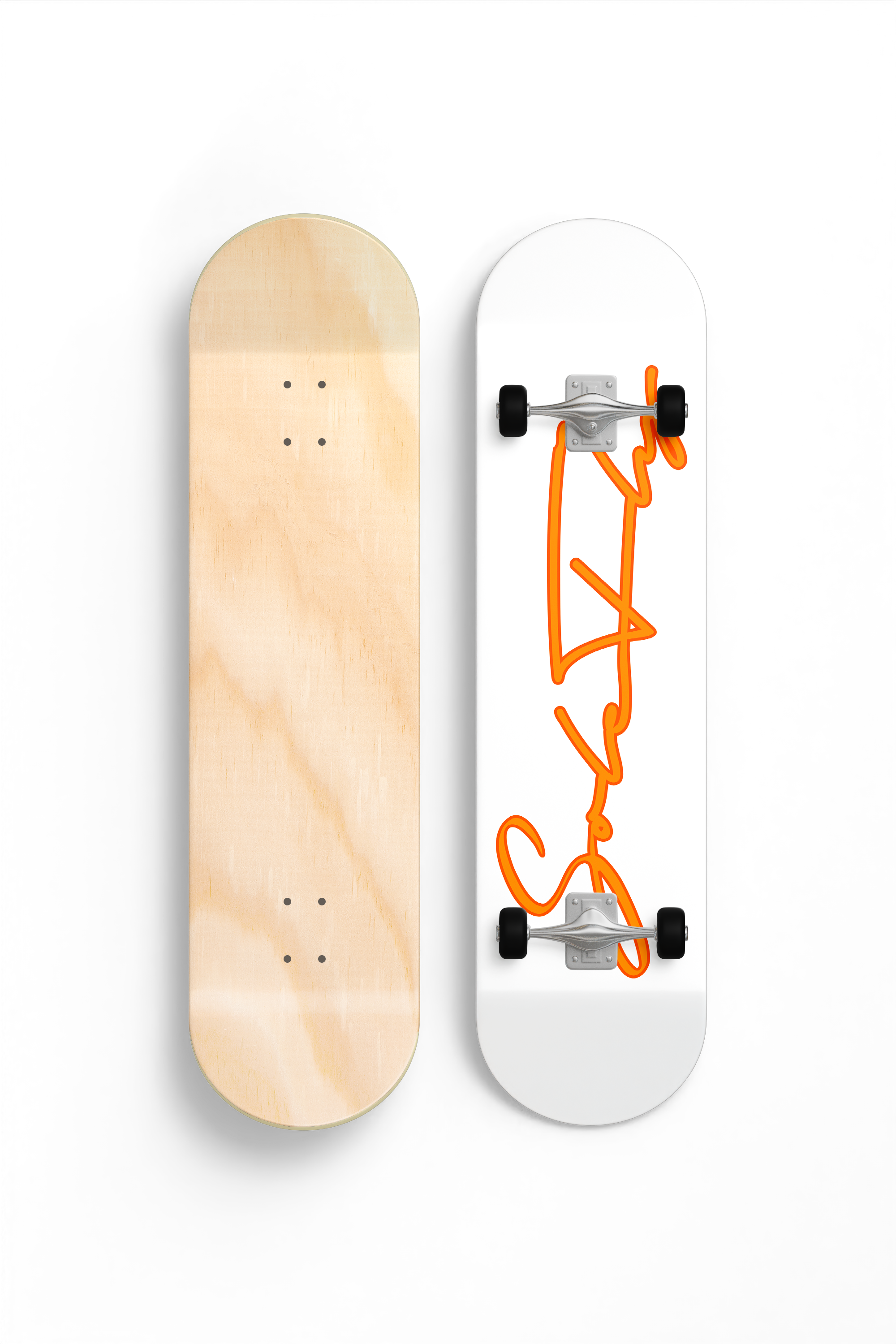 8.00" SoleFly Orange Script Logo Skateboard Deck