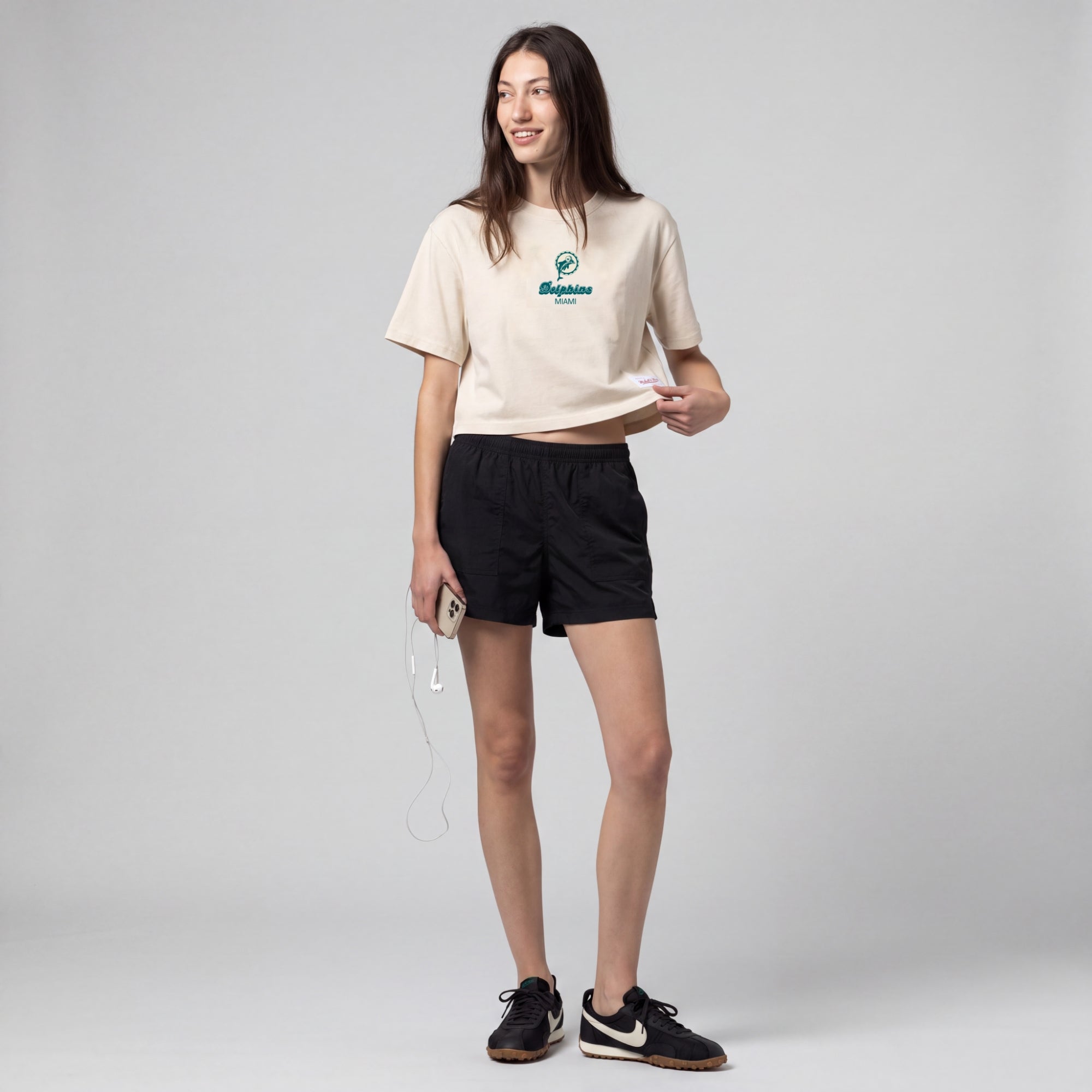 Mitchell & Ness WMNS NFL Core Essentials Crop Boxy Tee Miami Dolphins