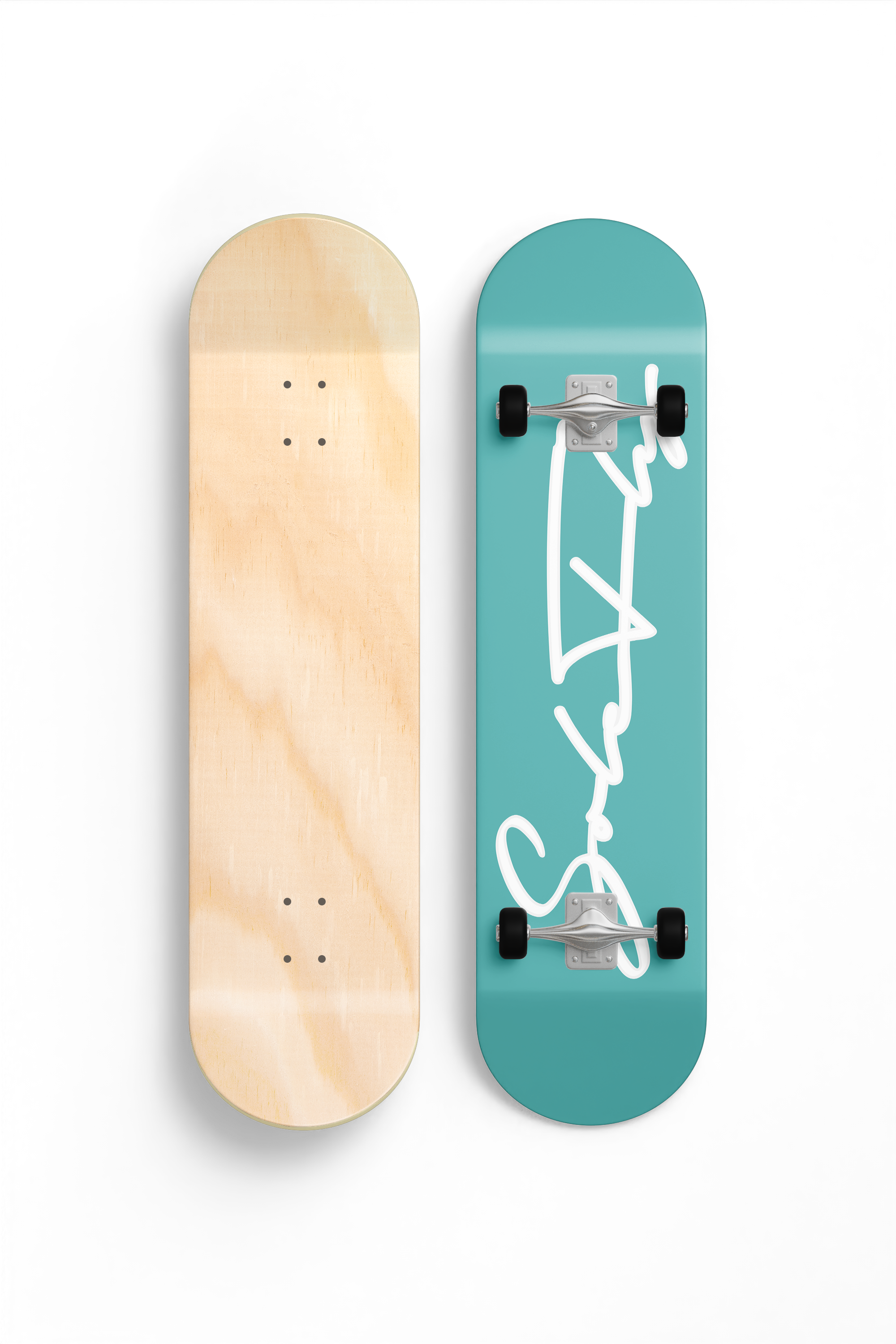 8.50" SoleFly Teal Script Logo Skateboard Deck