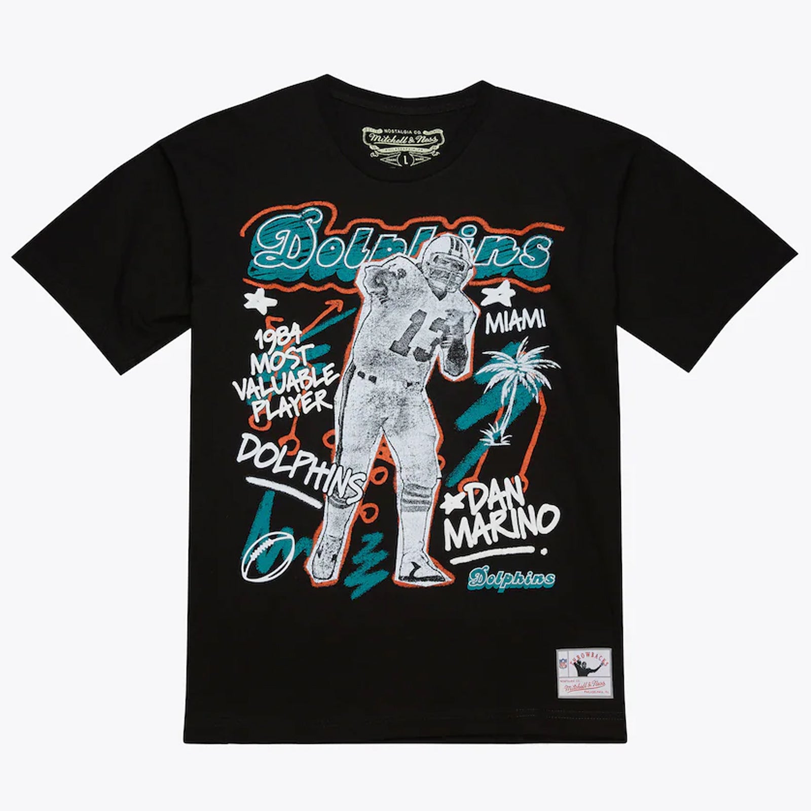 M&N NFL Chalked Up Miami Dolphins Dan Marino Retro Tee