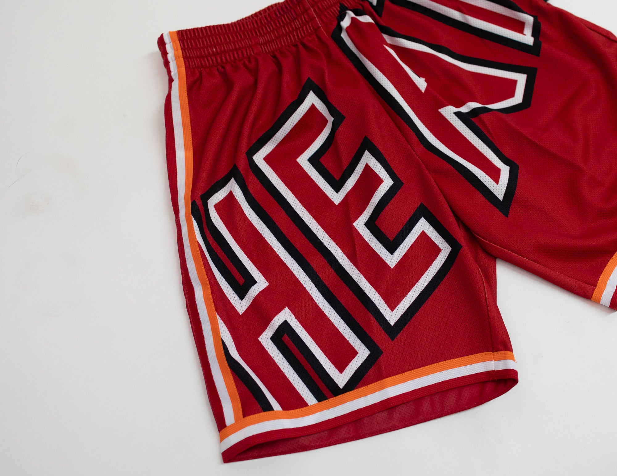 Men's Mitchell & Ness Red Miami Heat Hardwood Classics Big Face 2.0 Shorts